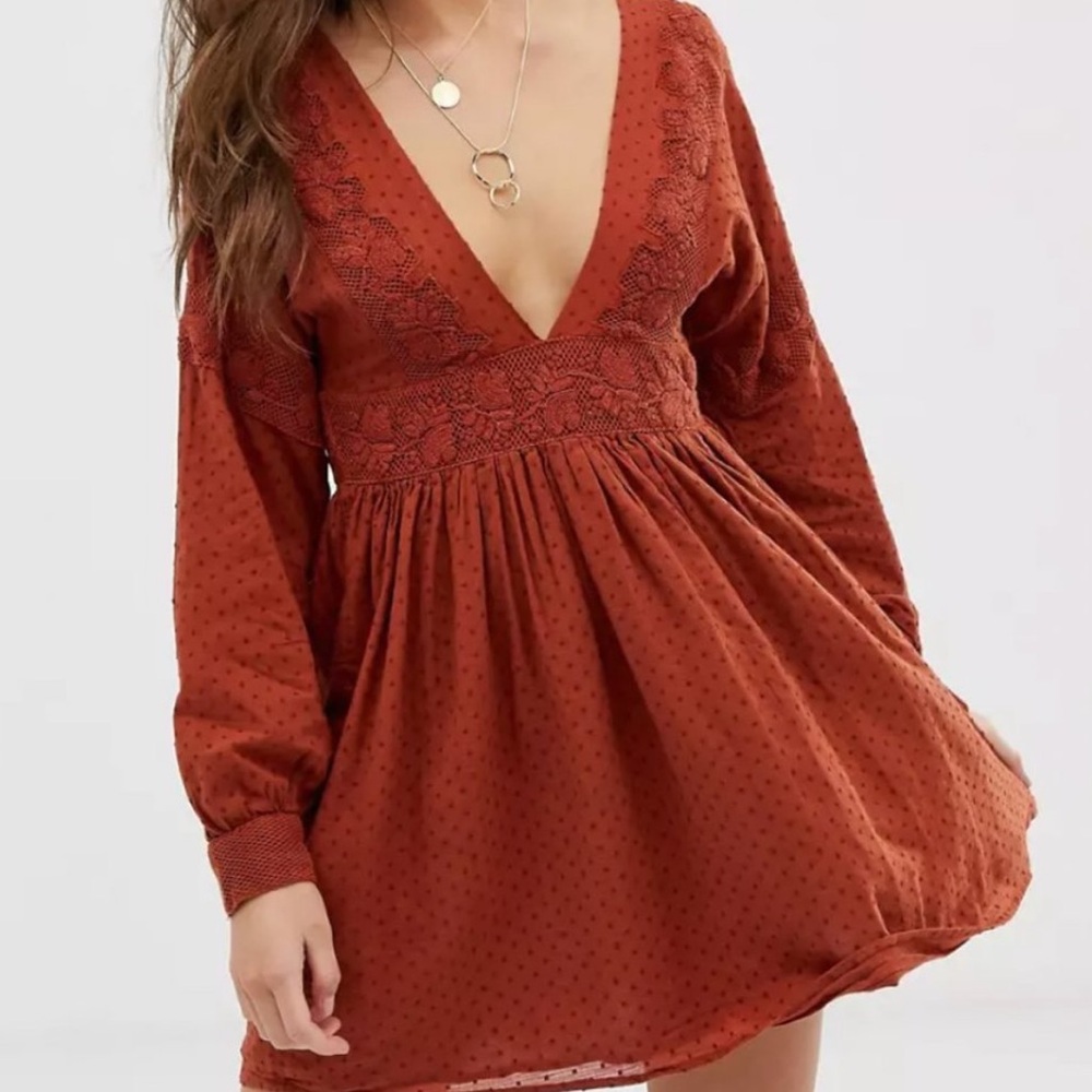 Free People Sugarpie Mini Dress - Size M - Cinnamon